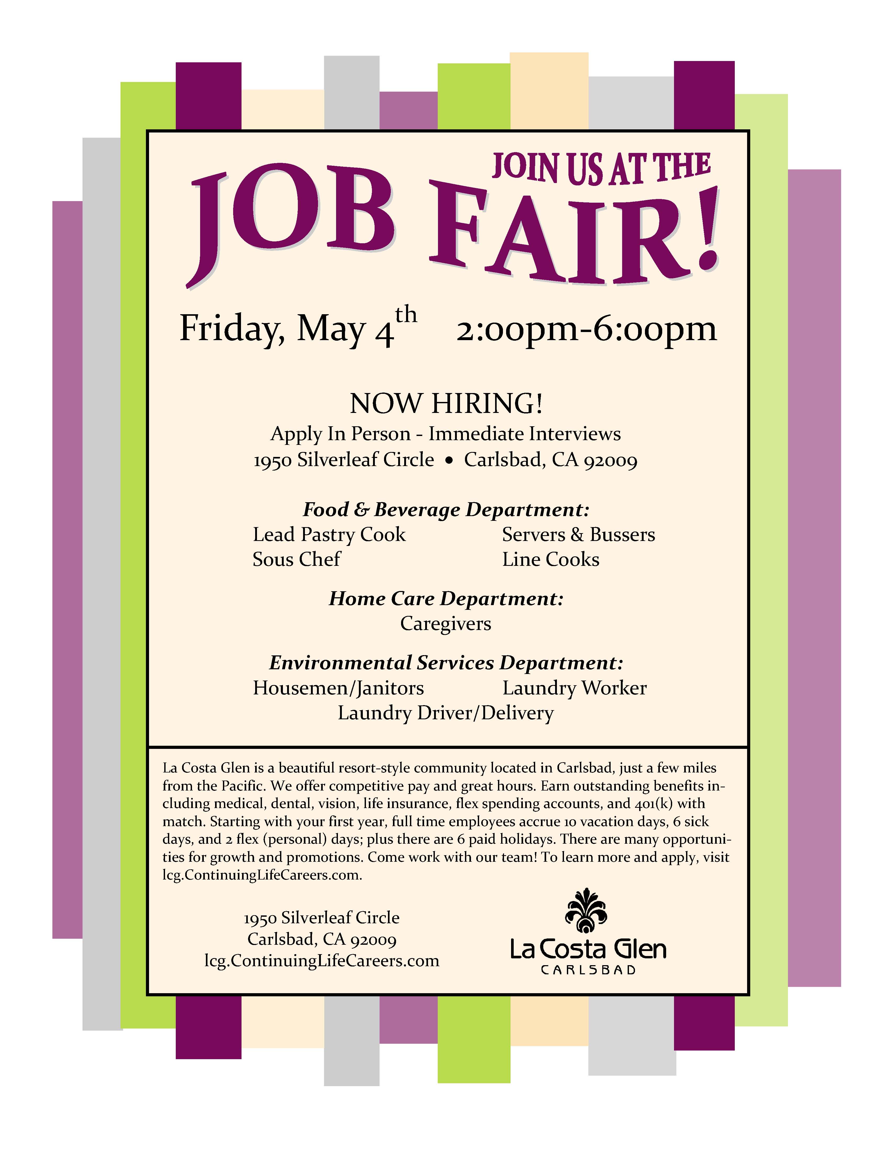 La Costa Glen Job Fair 5\/4  AiCASD Career Services